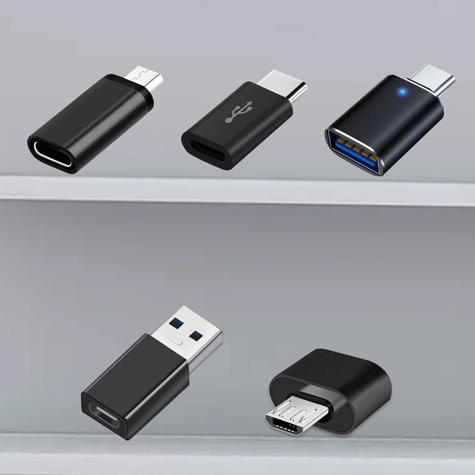5 adattatori USB-C: USB 3.0 OTG, da micro USB a USB-C, per smartphone, laptop, PC e altro ancora