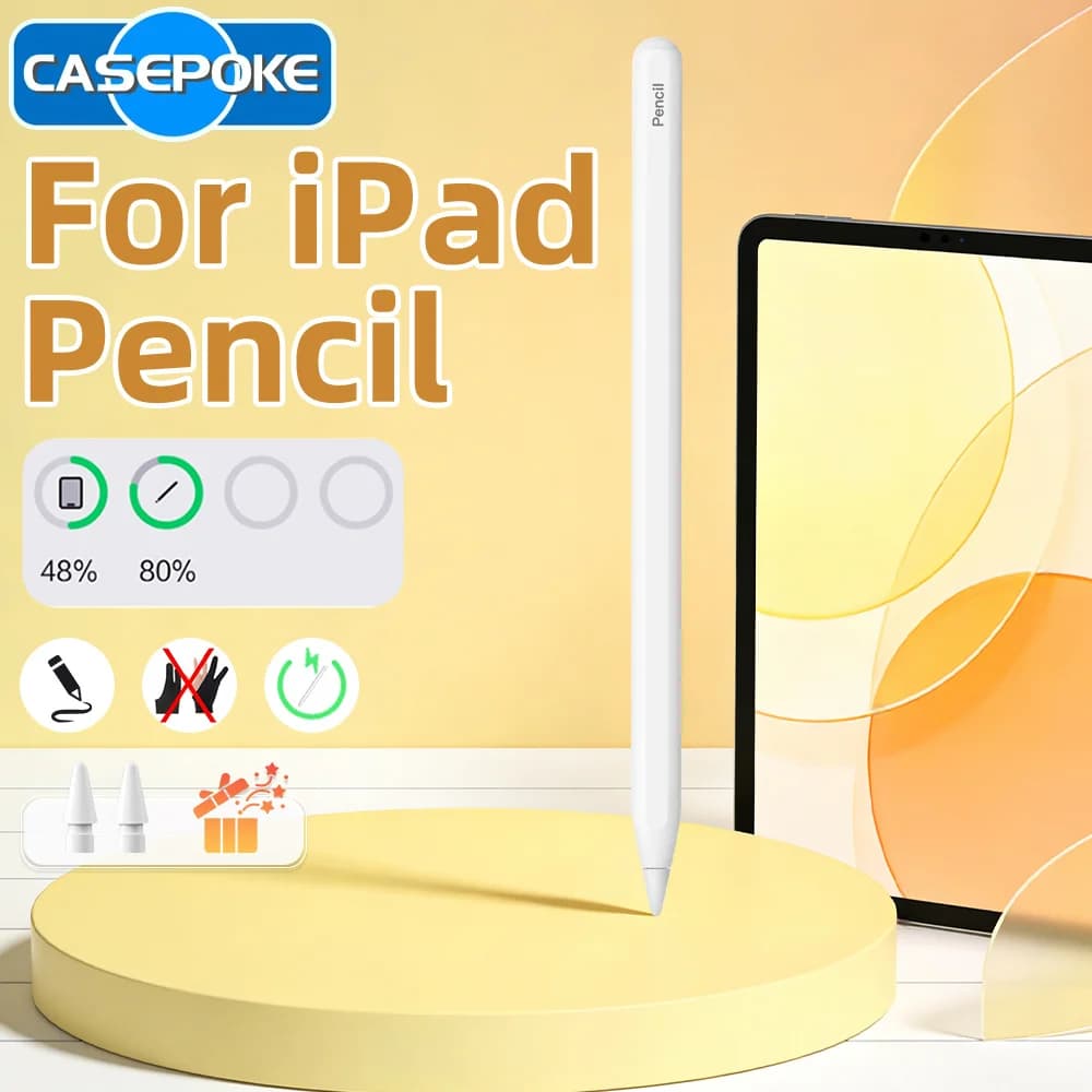 CASEPOKE Penna Stylus per iPad 10/11th Pro 11/12.9/13 Air 3/4/5 Mini 6 con ricarica wireless, rilevamento dell'inclinazione e rifiuto del palmo, compatibile con Apple Pencil