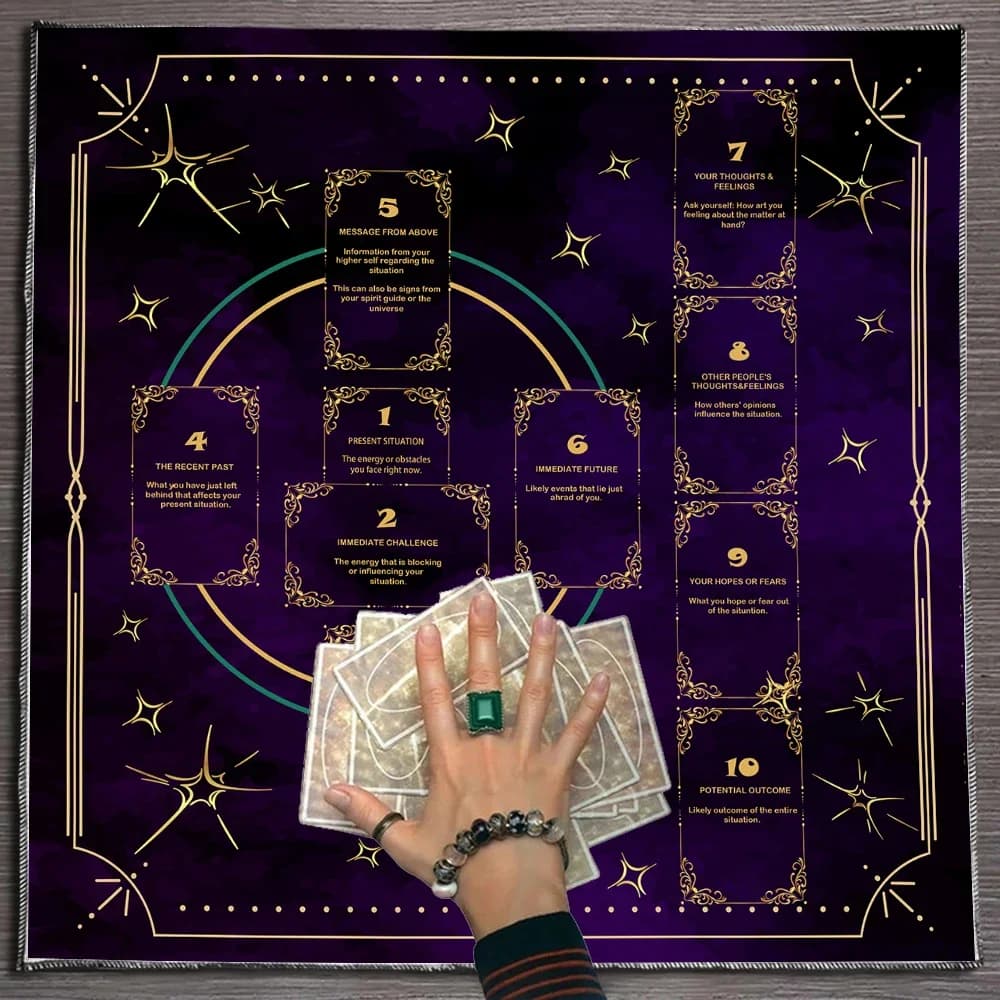 Cielo stellatoCelastico Croce Tarocchi Tovaglia Fiori Panno da altare Pendolo pagano Stregoneria Astrologia Carta Zerbino per la camera HomeDecor