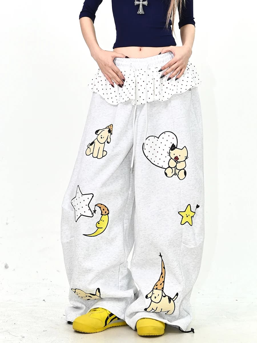 Women's Casual Kawaii Wide Pants with Gamba Larga and Floor Length, Korean Style, Spring Collection 2026, Brand to Fashion