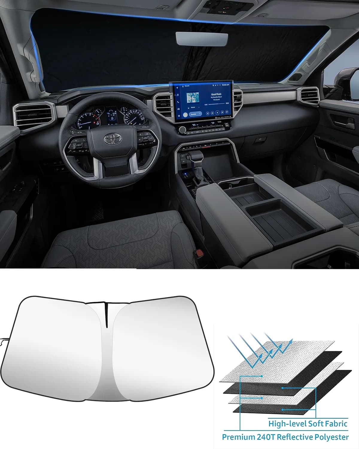 Auto Parabrezza Visiera Protezione Solare Finestra Parasole Blocco Parasole Coche Raggi UV Protezione Per Toyota Tundra 2022 2023 2024 Accessorio