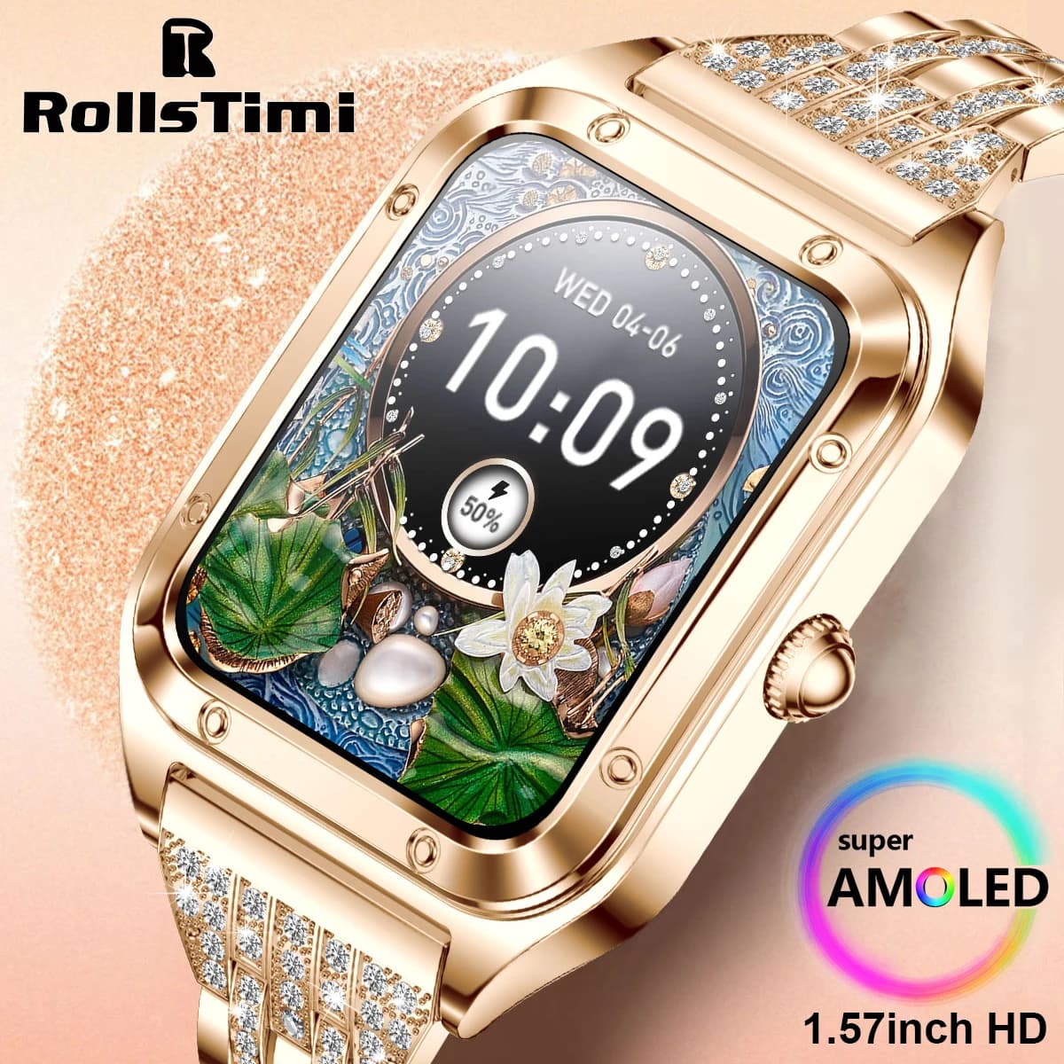 1.57 inch Top Luxury Smart Watch Women Bluetooth Call Blood Pressure Heart rate Sleep Health Monitor Smartwatch for Women's Gift