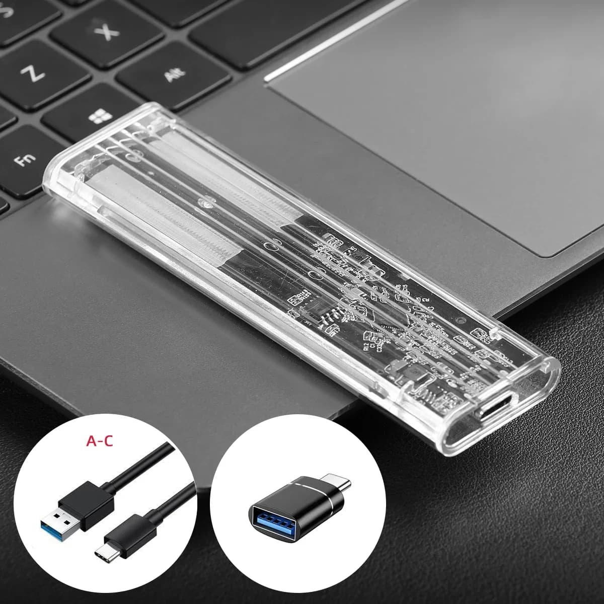Custodia SSD SATA M.2 Adattatore SSD esterno USB 3.1 Gen 1 (5 Gbps) Type-C per SSD M2 SATA NGFF 2242/2260/2280 con chiave B/chiave B+M