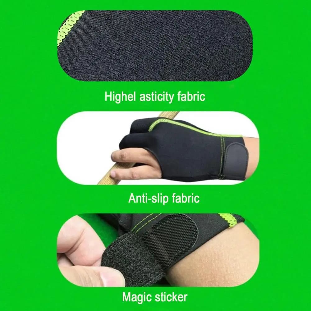 Guanto da Biliardo a 3 Dita per Mano Sinistra, Accessorio per Giocatori di Snooker e Biliardo, per Uomini e Donne