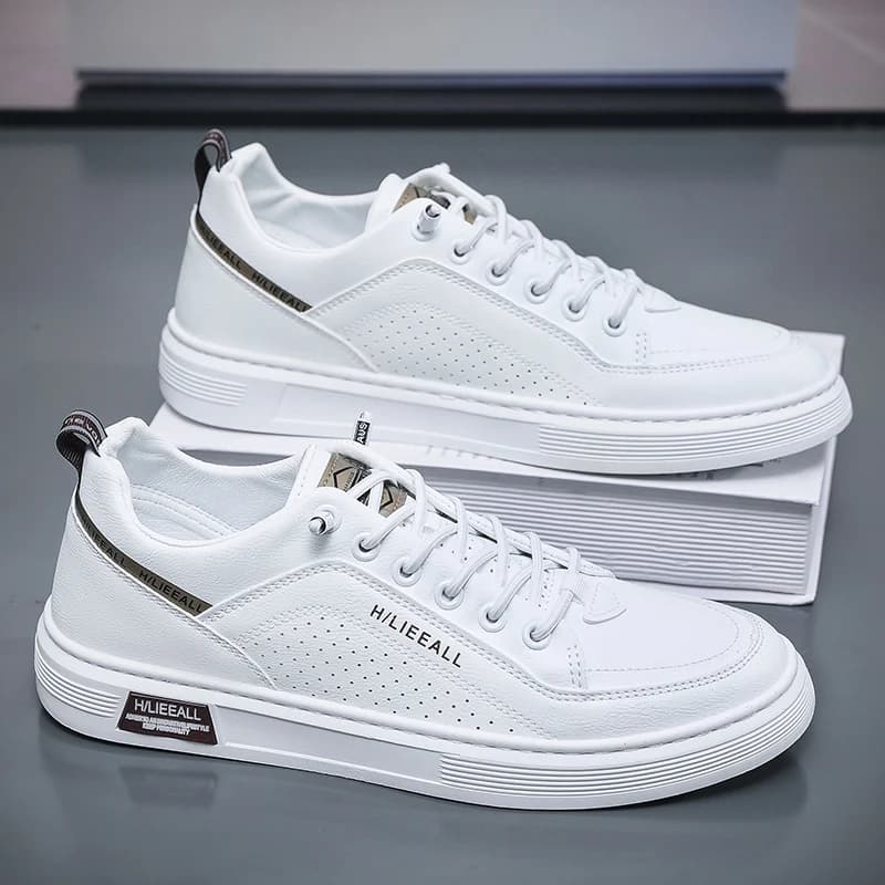 All Match Men Low Top Sneakers Soft Insole Lightweight Outdoor Walking Footwear Simple Solid Color Daily Casual Shoes