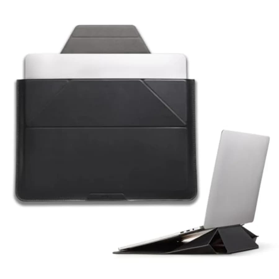 Custodia per Laptop 2-in-1 in Nylon Grigio per MacBook Air/Pro 14, Dell/HP/Lenovo/Asus: Borsa con Supporto e Scomparto Espandibile per Accessori
