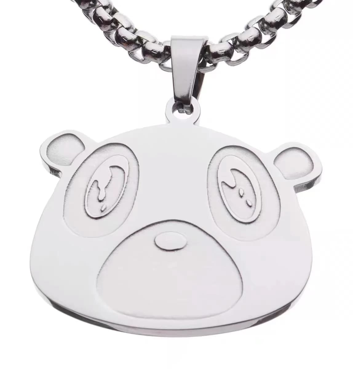 Necklace with stainless steel pendant with cute bear head Necklace with fashionable pendant pair Fashion jewelry accessories for men and women