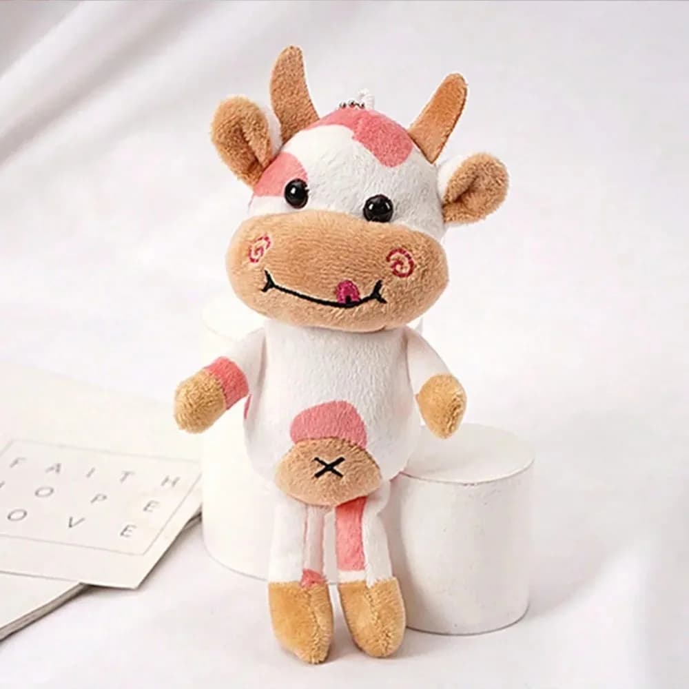 Peluche a forma di mucca, 1 pezzo, giocattolo portatile antistress e calmante per gatti e cani, morbido compagno per il relax degli animali domestici
