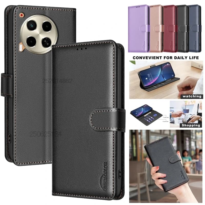 Custodia antifurto a portafoglio per Tecno Camon 30 Spark 20 Pro + 20C Go Pop 8 6 5G Custodia in pelle per telefono con blocco RFID Borse protettive