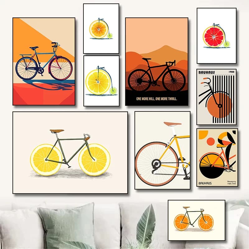 Quadro su tela astratto nordico con ruote di limoni arancioni, stampa artistica, poster da parete per decorazione casa e stanza