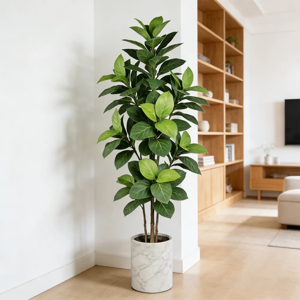 Artificial plants of 70-130 cm Ficus, large fake trees of mulberry, tropical oak leaves, plastic sword fig plants for domestic and garden decorations