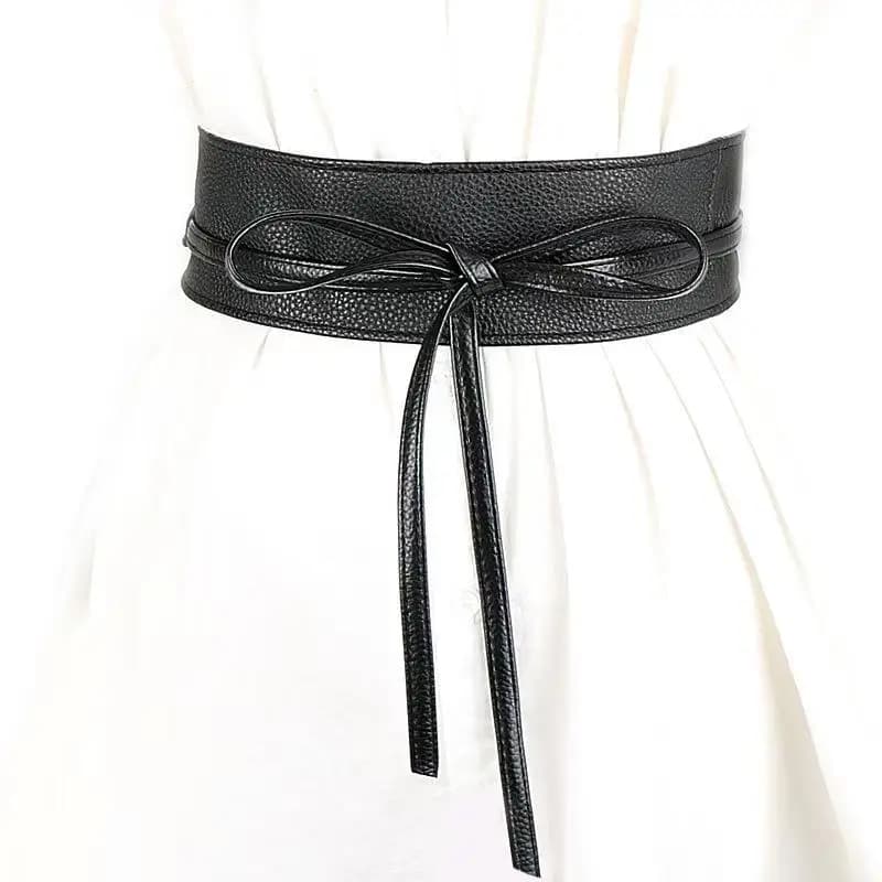 Moda Bowknot Semplice Avvolgente Lusso Ampia Fascia in vita Cintura in pelle Corsetto Cintura Abito da donna Cummerbands