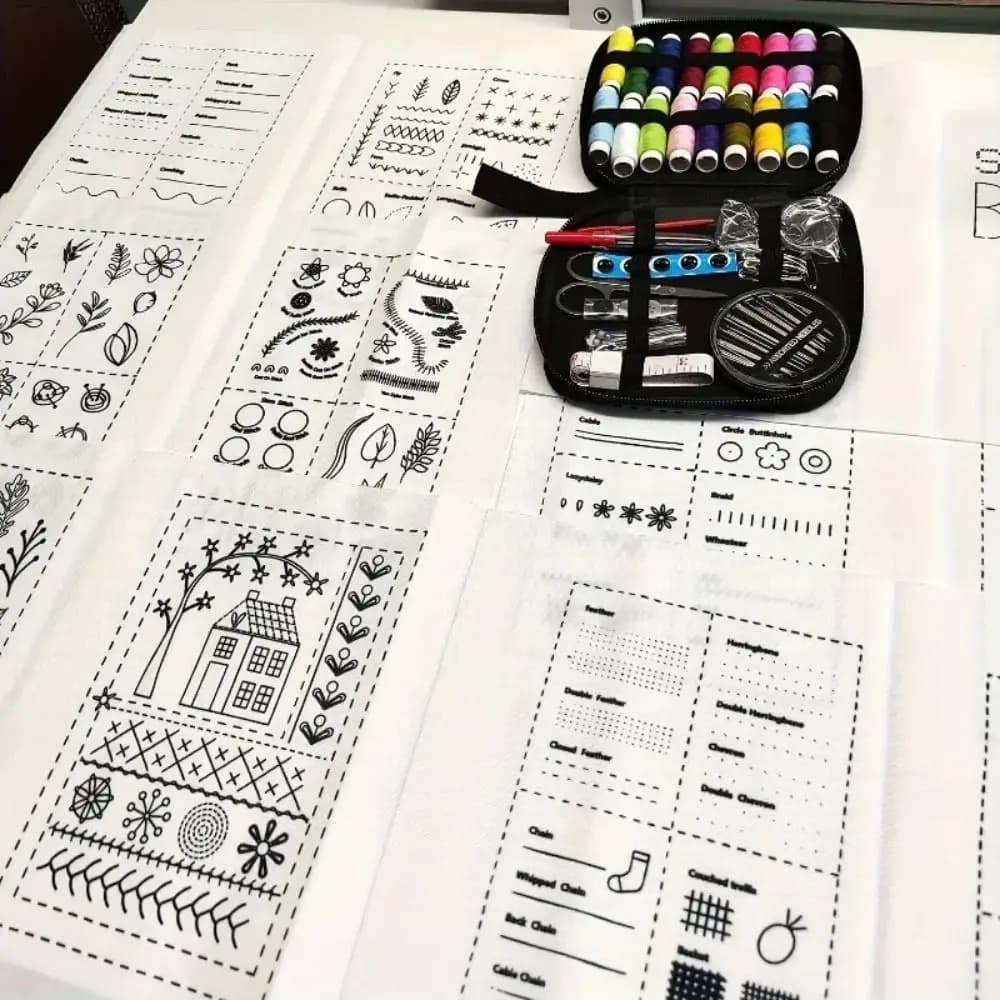 86 Pz/set 106 Modelli Ricamo Punto Libro Kit Ricamo Fatto A Mano Campione Pagina All-in-One FAI DA TE Punto Libro Feltro di Lino