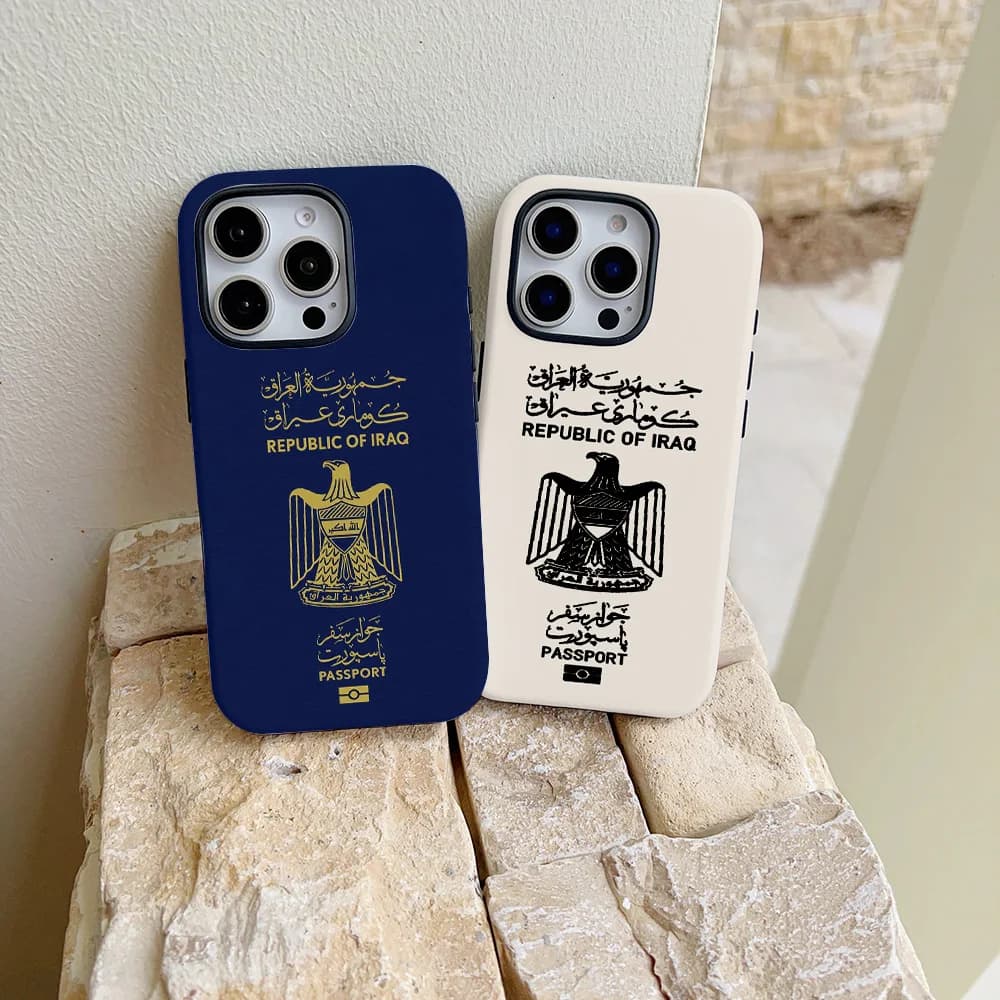 Iraq Passport Phone Case for iPhone 17 16 15 14 13 12 11 X XS XR XSMAX 7 8 Air Pro Max Plus Luxury Double-layer Back Cover