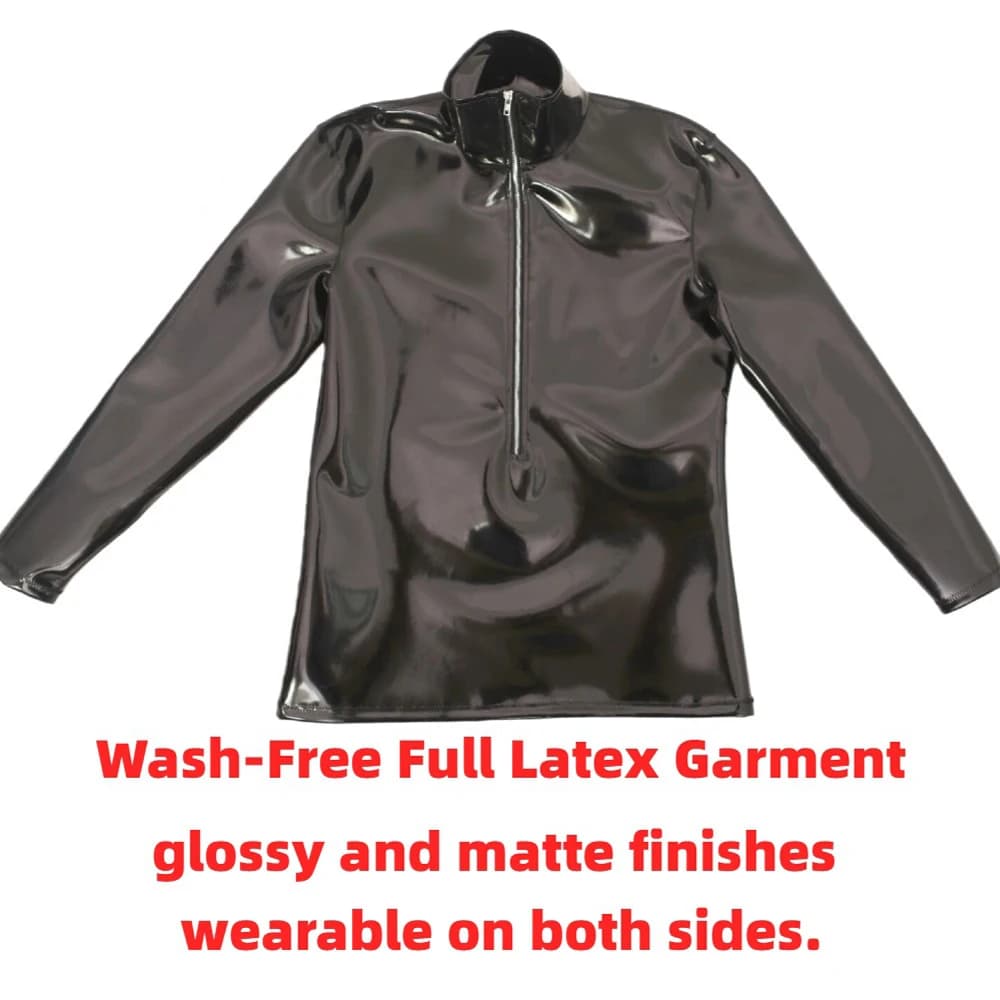 Women's T-Shirts Women's Smooth Shiny PVC Long Sleeved PU Club Dance Top Smooth Elastic Smooth from Stage Elastic Thin Collants