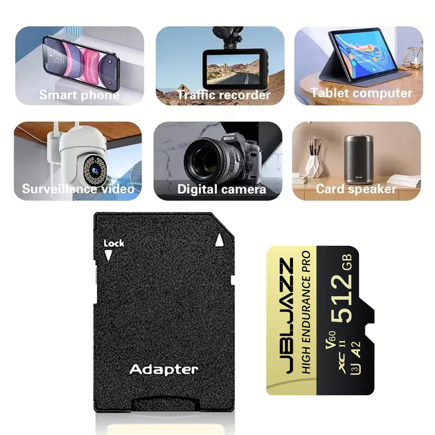 Scheda MicroSD ad Alta Resistenza 32GB SDHC 64GB 128GB SDXC V30 C10 U3, Scheda di Memoria Flash 100Mb/s TF per Videosorveglianza