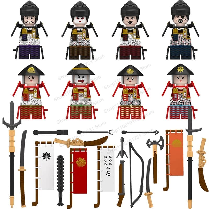 MOC Mattoncini Samurai Mini Action Figure Accessori per Film e Giochi Blocchi da Costruzione Giocattoli per Bambini N326-333 WM6096
