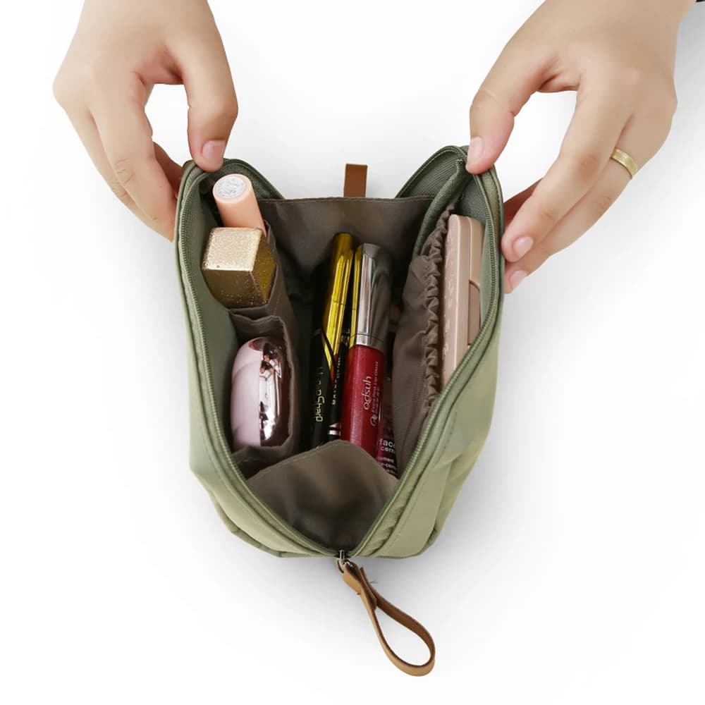 Piccola borsa per il trucco portatile solida, custodia per cosmetici da viaggio, organizer per la borsa, mini borsa per cosmetici per l'uso quotidiano