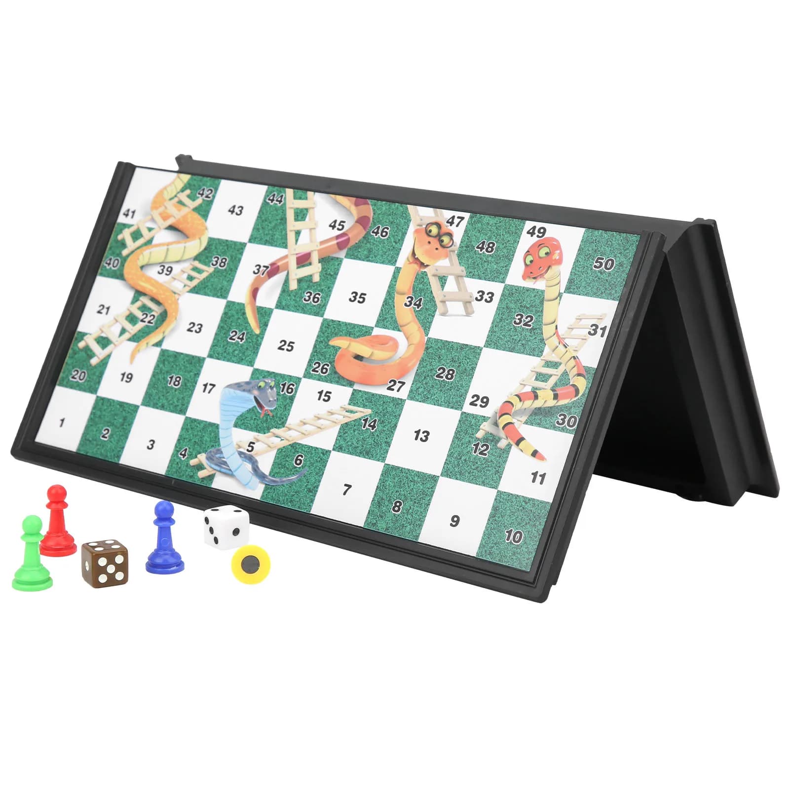 Scala magnetica per serpenti Scacchi Scacchiera pieghevole Giocattoli educativi per bambini Gioco da tavolo Set Gioco di scacchi con scala a serpenti