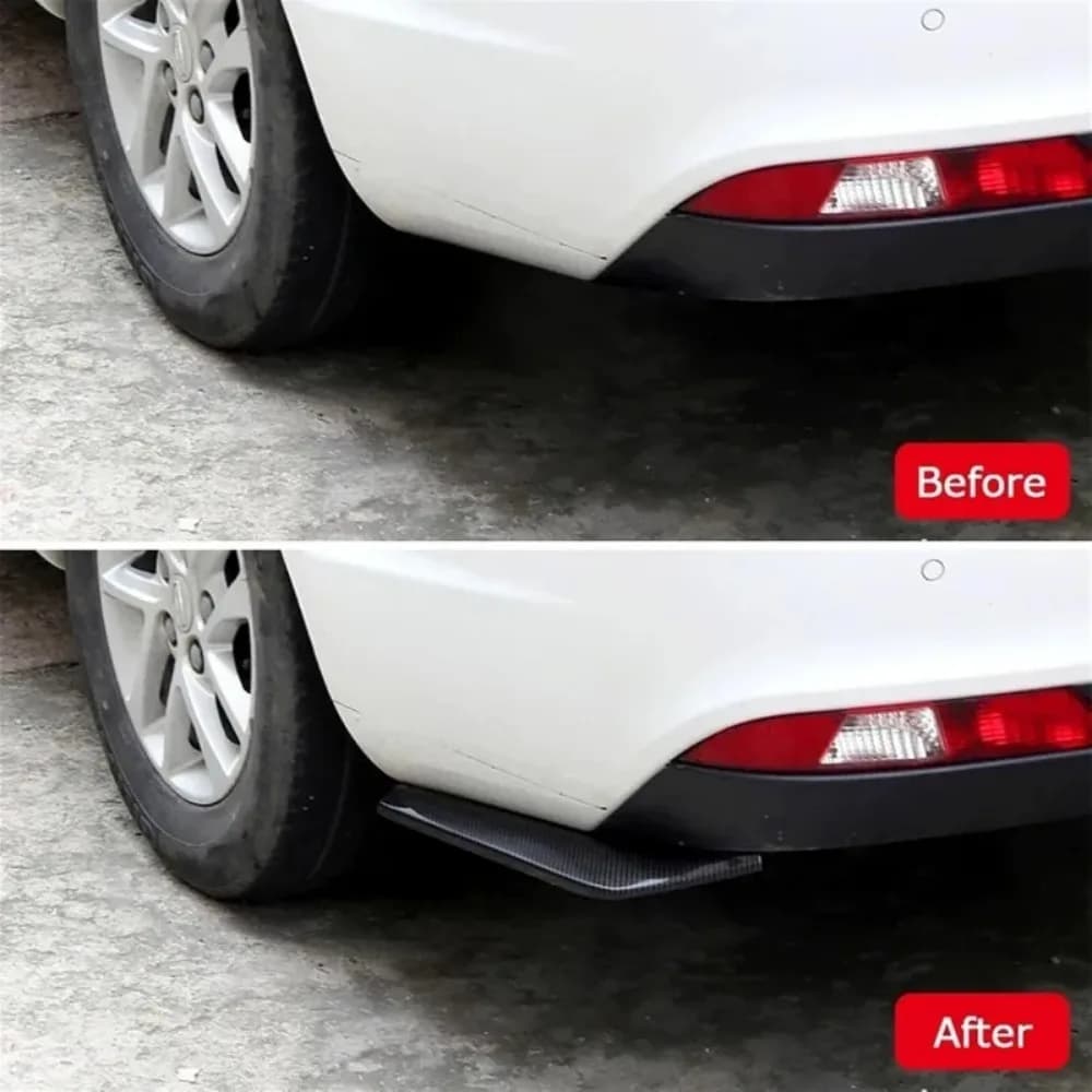2pcs Universal Car Rear Bumper Lip Diffuser Splitter Spoiler Scratch Protector Black Carbon Fiber Rear Lip Wrap Angle Splitters