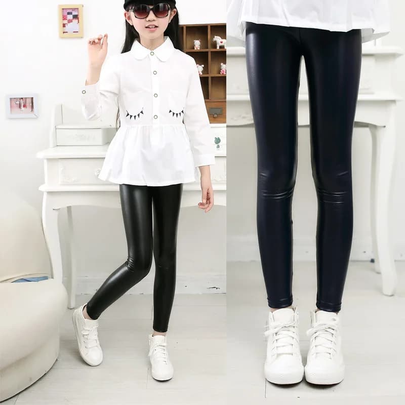 Pantaloni in ecopelle per ragazze - Leggings foderati in pile stile coreano, pantaloni PU per bambini all'ingrosso di vendita caldi per l'autunno inverno