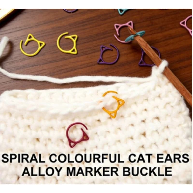 24/48pcs Cat Ear Metal Stitch Markers Crochet Hook Lock Ring Knitting Tools Hook Lock Markers for Crafting And Yarn Projects
