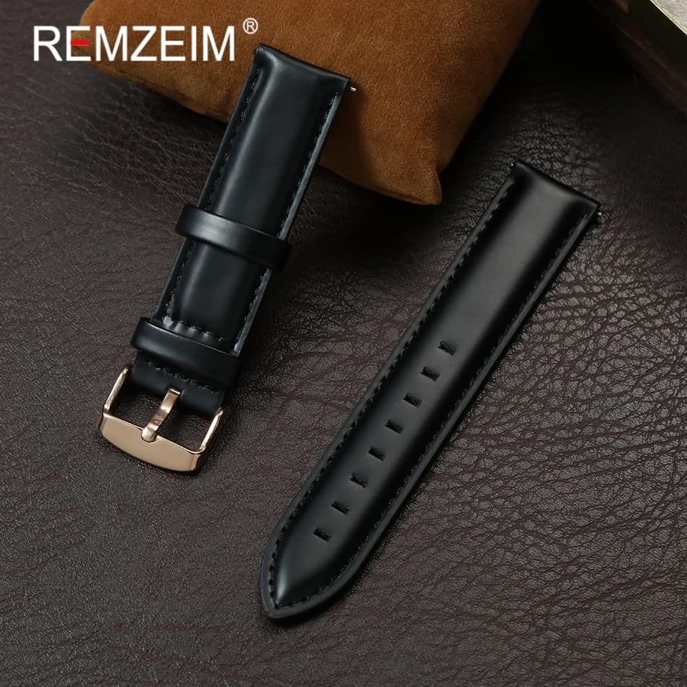 Cinturino per orologio da uomo vintage in pelle di vacchetta a sgancio rapido 20mm 22mm Cinturino marrone nero con fibbia ad ardiglione in oro rosa