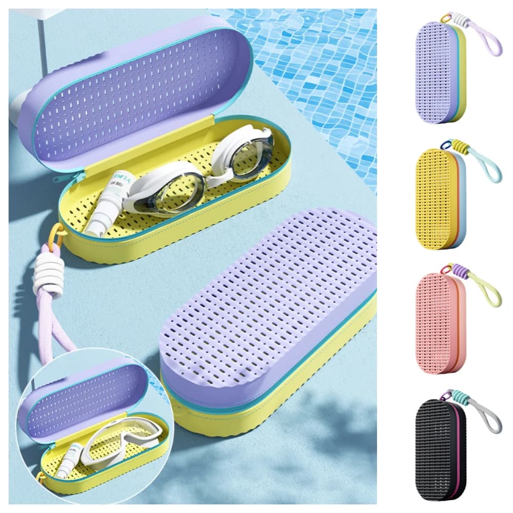 Portable Swim Glass Case with Zipper Soft Swim Glass Case Waterproof Breathable With Silicone Glass Box With Men's String