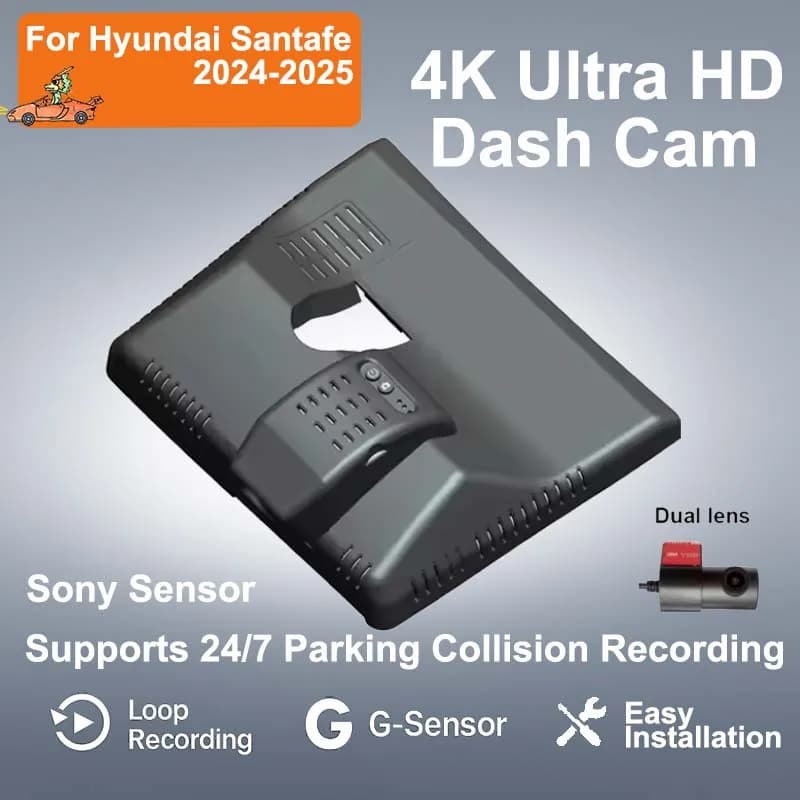 DVR Camera for Auto 4K 2160P WiFi Style OEM 24 Hours Registration for Hyundai Santafe 2024-2025