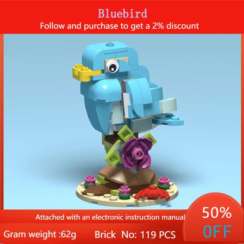 Modello di blocchi di costruzione Bluebird 119 parti MOC Set di costruzioni creative per animali per adulti Bambini Regalo di compleanno di Natale