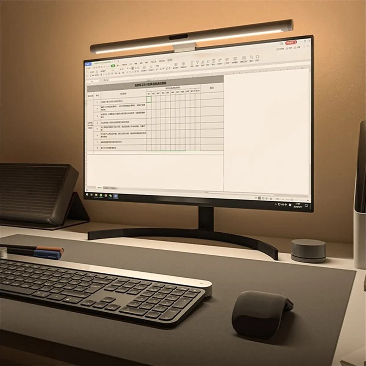 A10R Luminous Bar for Monitor, Eye Protection Lamp, Computer Display Suspended Light, Dimmable Intelligent RGB Environmental Lighting, EU Plug