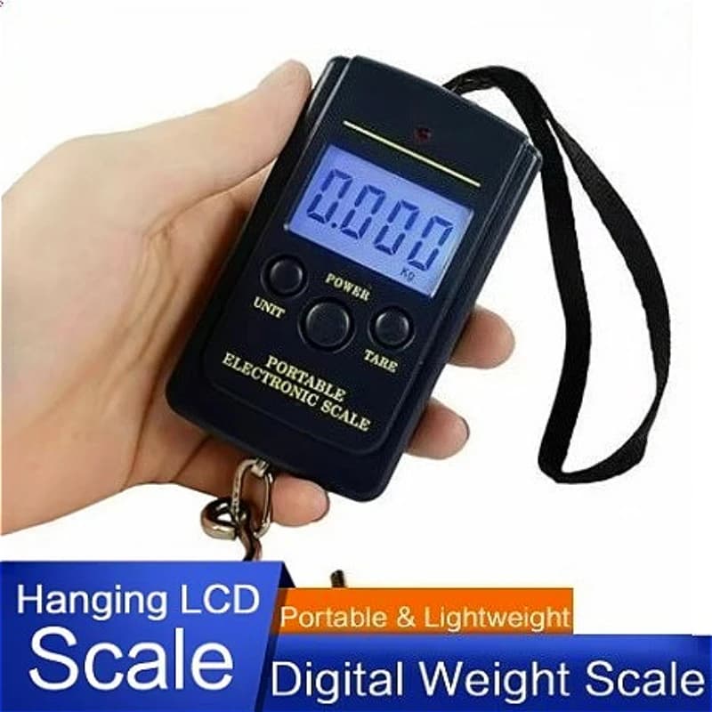 Mini bilancia digitale da 40 kg x 10 g per bagagli da pesca, pesatura da viaggio, bilancia elettronica portatile con gancio sospeso