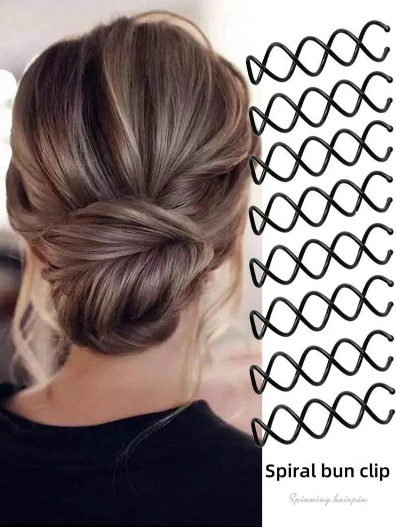 Fermaglio a spirale per capelli da donna, accessorio per acconciature a coda di cavallo, in metallo nero