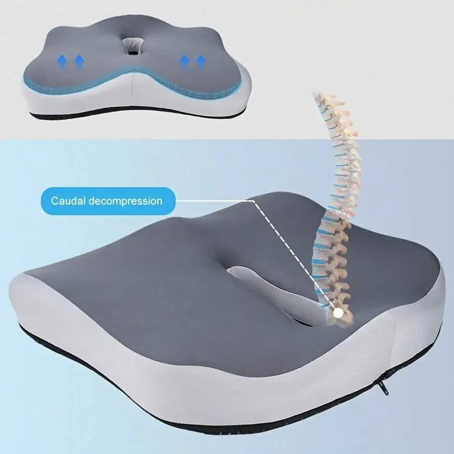 Cuscino per seduta, adatto per sedie da ufficio/casa, auto e sedie a rotelle – Design ergonomico a ciambella con memory foam ultra-densa (Nero-G)