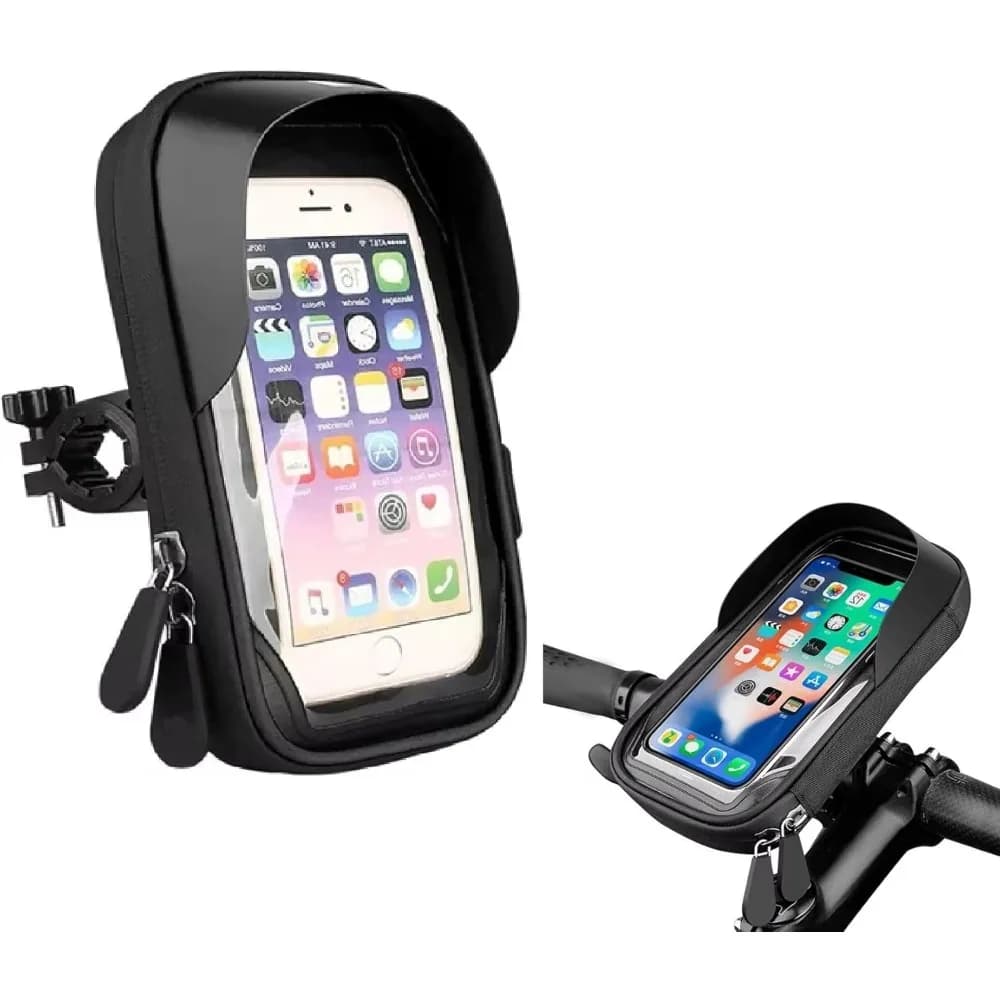 Supporto Impermeabile per Telefono da Moto e Bicicletta con Rotazione a 360° ° Borsa da Manubrio Girevole con Touchscreen e Cerniera, Visiera Parasole e Copertura Antipioggia per Moto