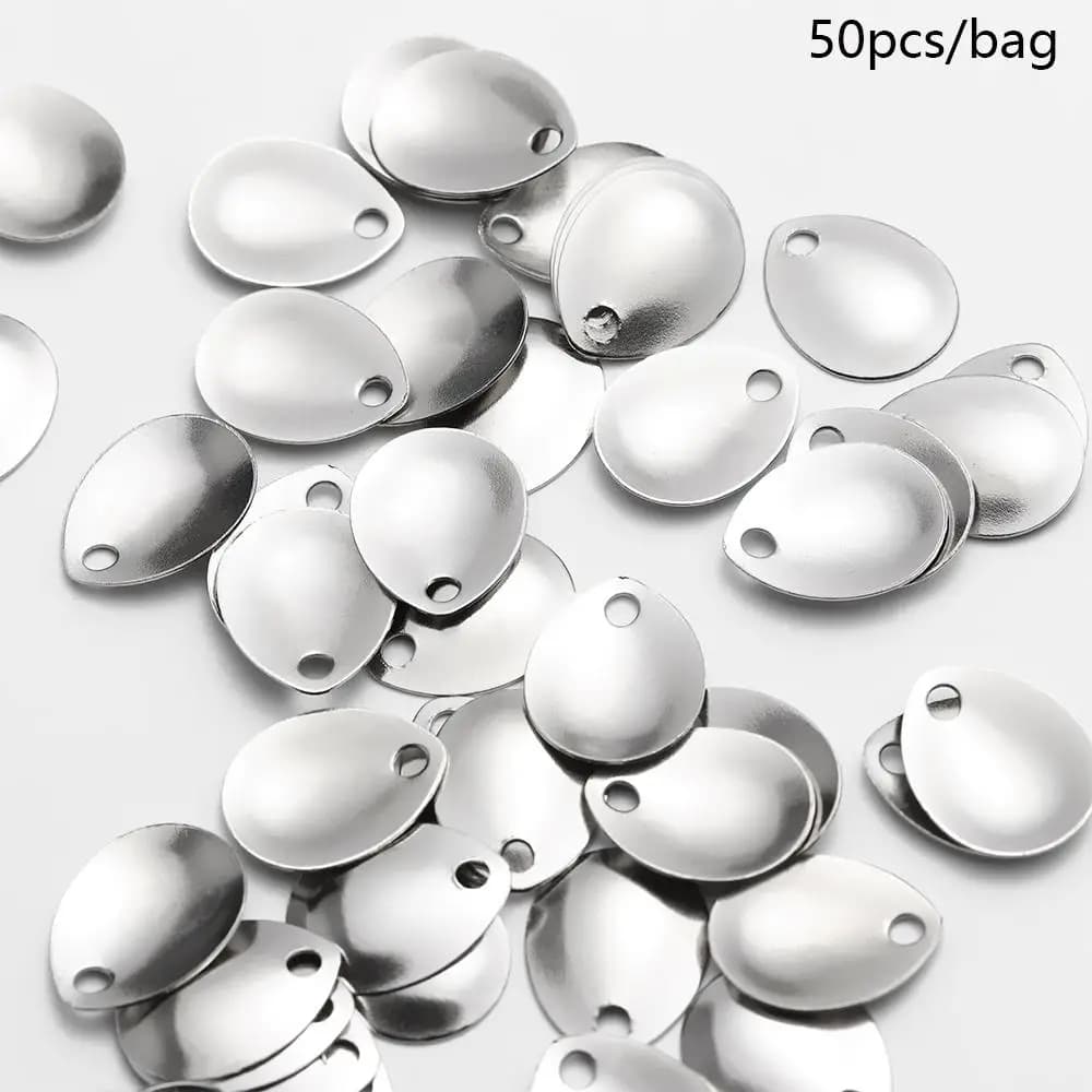 50 pz argento nichel liscio paillettes pesca attrattore Spinner cucchiaio di metallo VIB Lure Blades vibrazione ruota affrontare strumenti di pesca