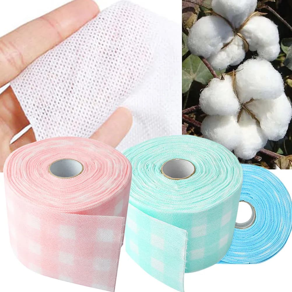 3 rolls of nonwoven wipes for manicure, to remove the nail polish, dry wipes for cleaning, for domestic and professional use, cotton for nail removal