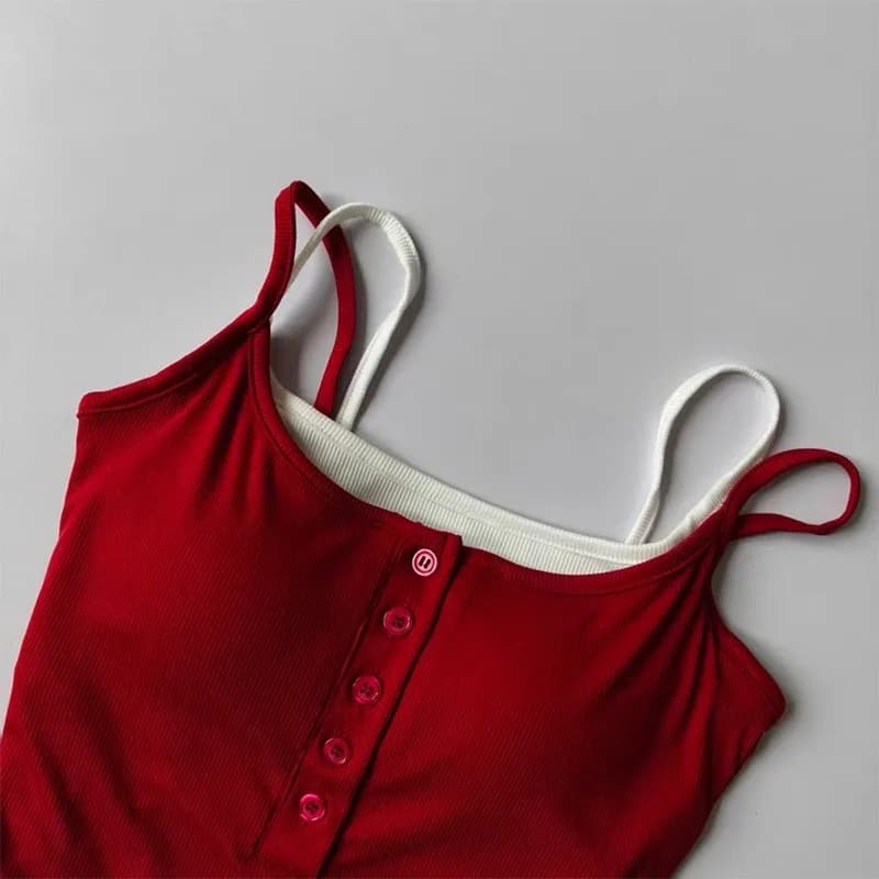 Color-Block Faux Two-Piece Sporty Bralette Ribbed with Built-In Chest Pads Lyocell Vest Backless Outerwear Suitable for Yoga