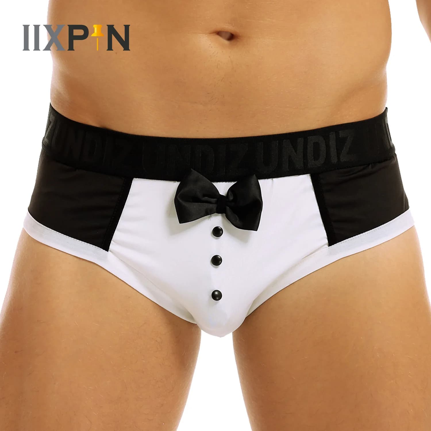 Pantaloncini boxer da smoking carini da uomo Slip intimo Mutandine con papillon in cotone con giunture di colore nero per mutande a sorpresa della buonanotte