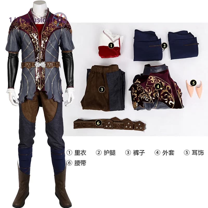Costume Cosplay di Astarion da Baldur's Gate 3, Realizzato su Misura, Completo per Uomo Adulto, Outfit per Halloween