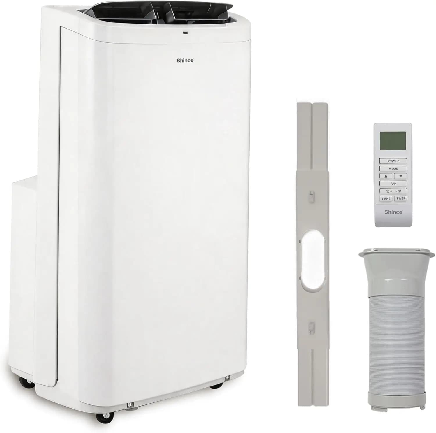 White 14,000 BTU Portable Air Conditioner with Heater - Cools and Heats up to 700 Sq. Ft, AC/Heater Combo Window Unit, Dehumidifier & Fan, Includes Remote Control and Window Kit