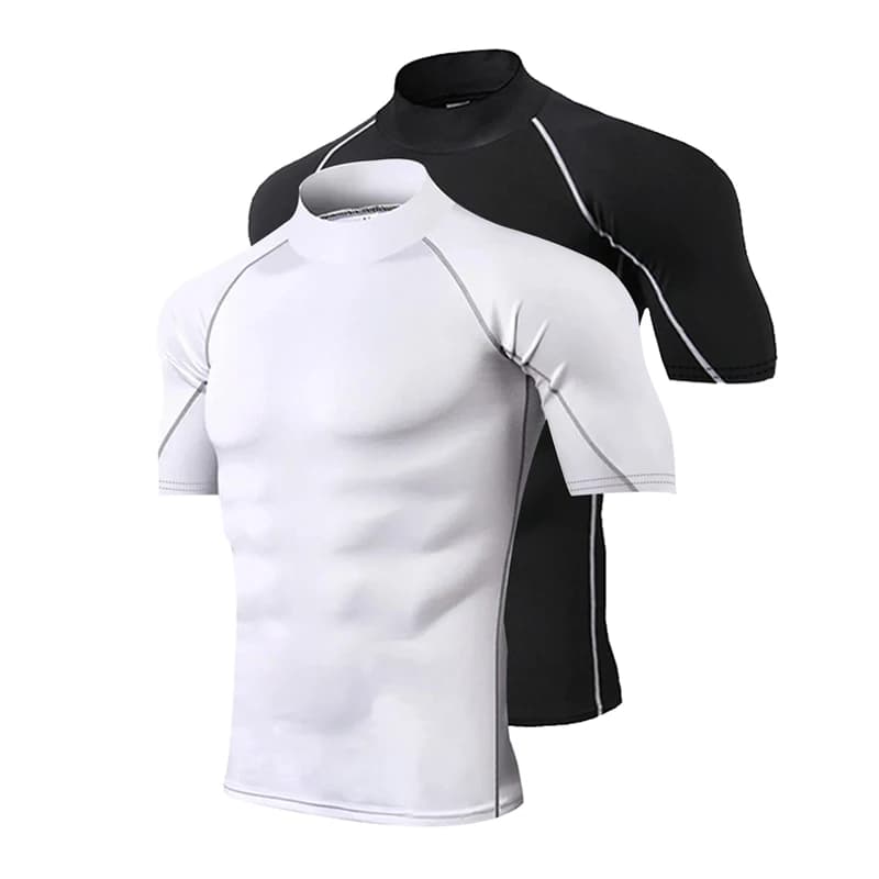 T-shirt a compressione da uomo Bodybuilding Abbigliamento sportivo Manica corta Camicie da allenamento ad asciugatura rapida Top sportivi T-shirt da palestra da corsa da uomo