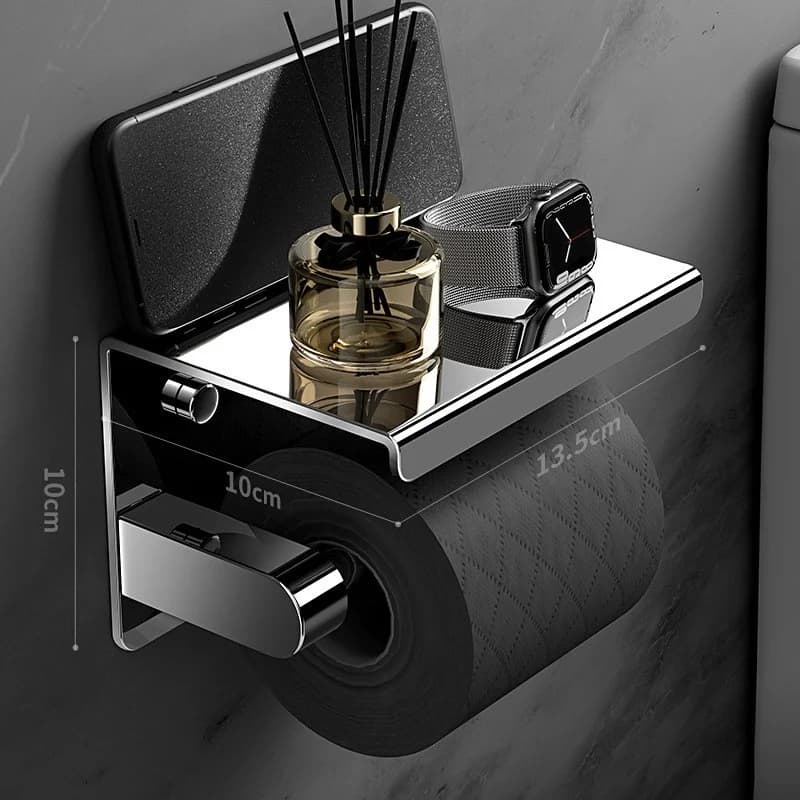 Portarotolo per Carta Igienica in Acciaio Inox 304 Senza Foratura, Porta Rotolo da Parete Impermeabile per Accessori Bagno