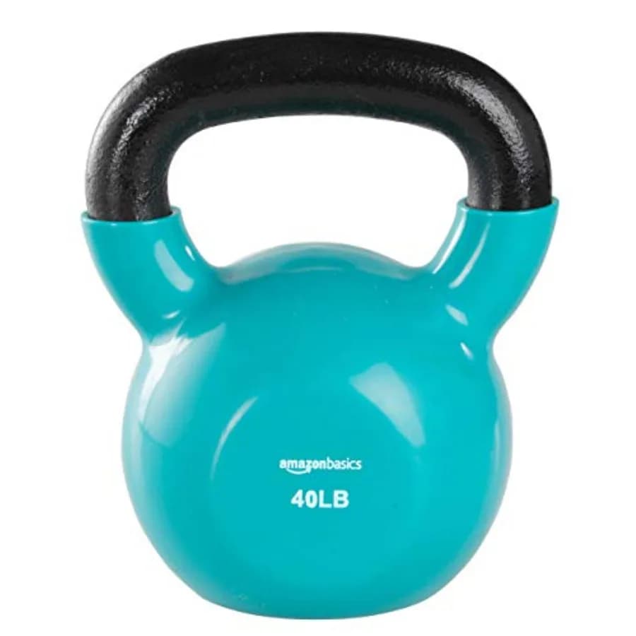 Kettlebell in Vinyl Basics for Home Gym, 10 lb, Black, Metal Coated Resistant with Leg Lyscia for Strength Training and Exercises