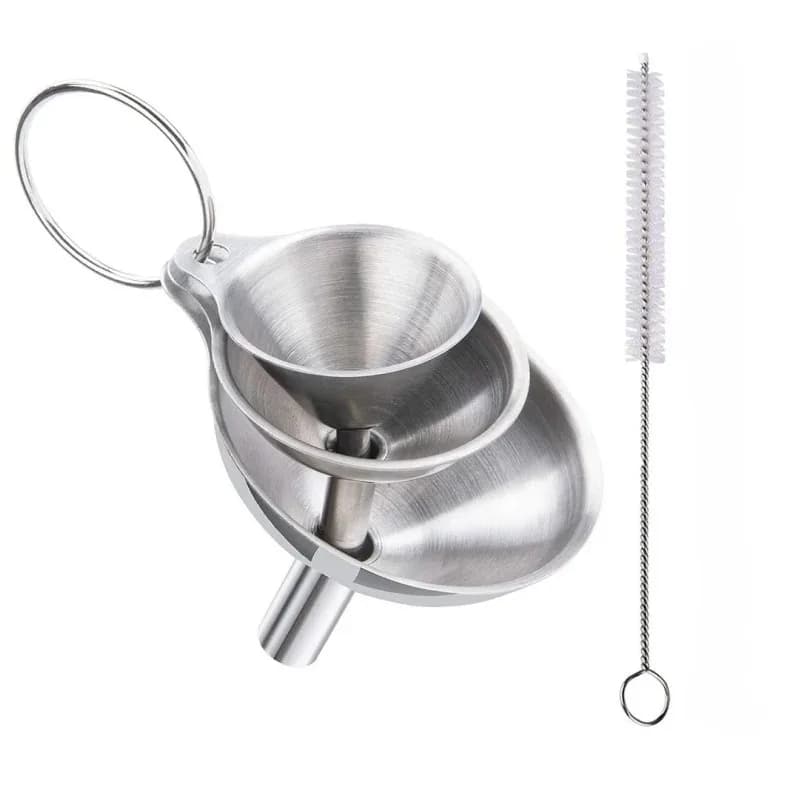Set di imbuti da cucina in acciaio inossidabile da 4 pezzi Imbuti metallici per uso alimentare per riempire bottiglie Piccoli imbuti per spezie di olio essenziale
