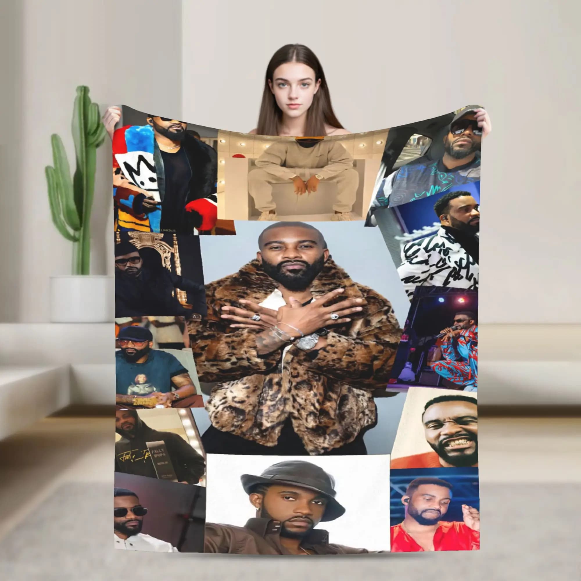 Coperta Super Morbida Fally Ipupa Congolese Singer, Coperta in Peluche per Bambini, Coperta Stampata per Soggiorno, Copriletto in Flanella, Copridivano