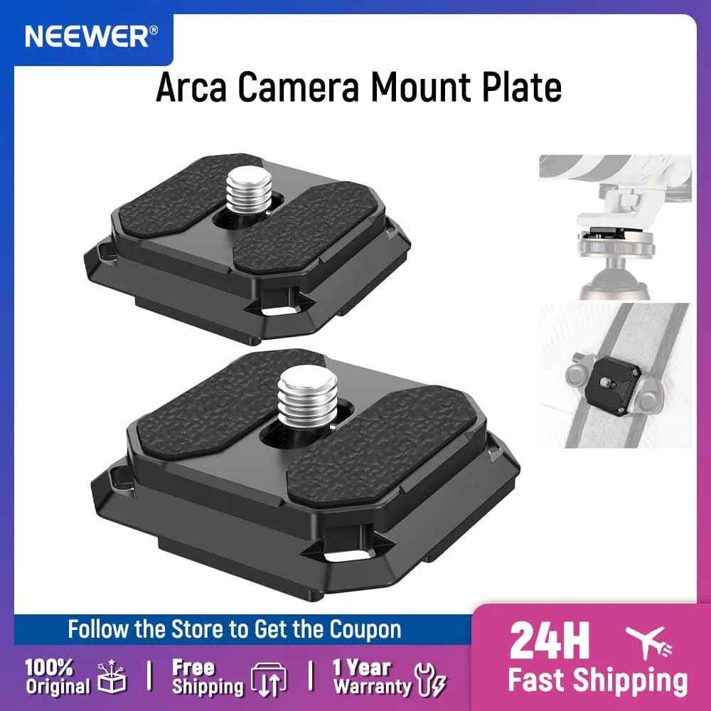 Neewer Piastra a Sgancio Rapido 38mm Quadrata Tipo Arca Piastra di Montaggio per Fotocamera QR Compatibile con Peak Design Capture V3 Clip per Fotocamera
