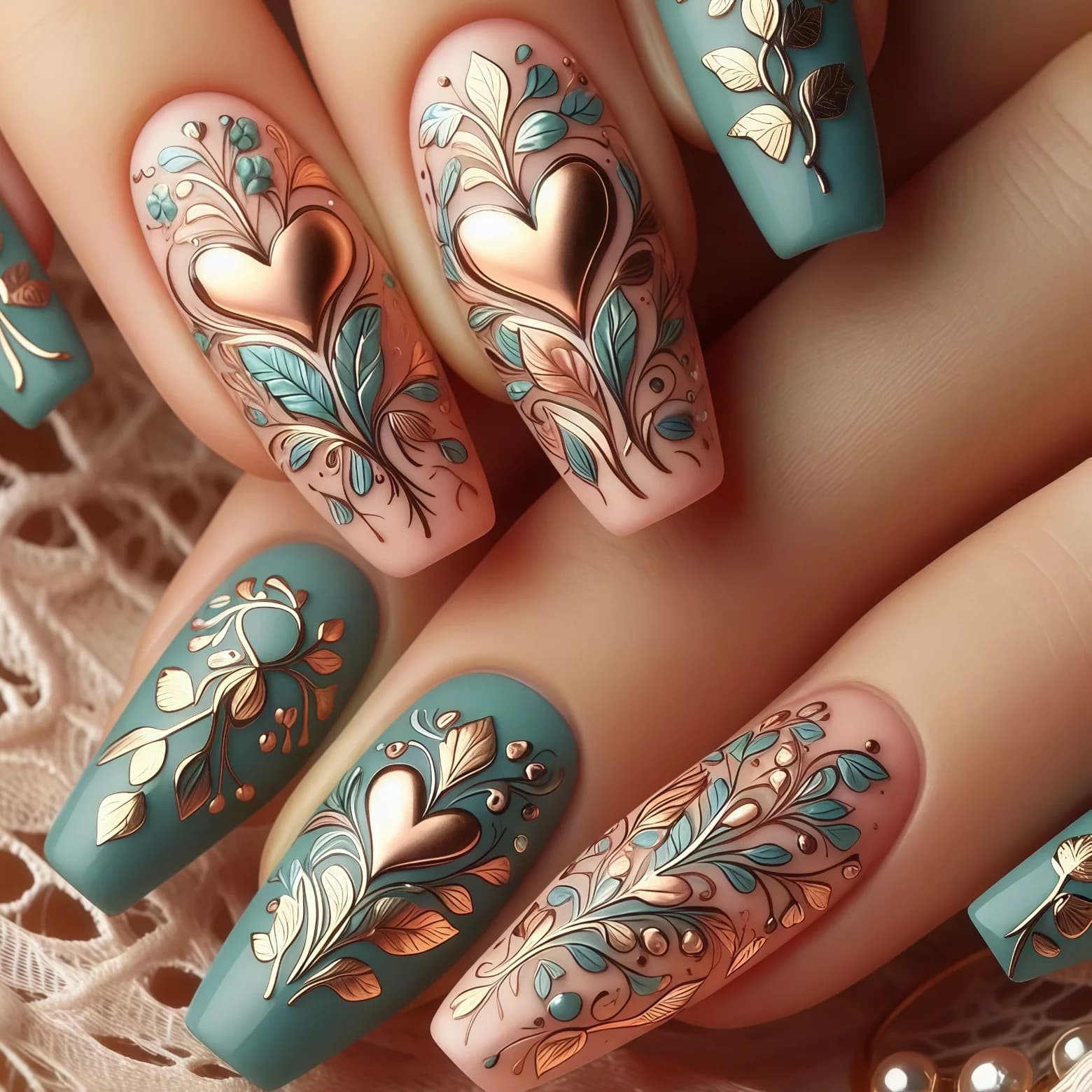 24 pz/set 3D unghie finte per le donne ragazze fiori cuore sfumato verde arancione viola Rosa punte di balletto francese premere sulle unghie finte