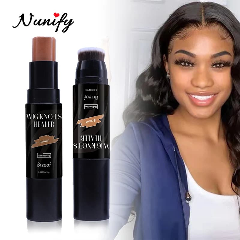 Nunify 1 pz Parrucca Tintura Del Merletto Stick Con Pennello Parrucca A Doppia Testa Nodi Correttore Stick Merletto Tinta Spray Per Parrucche Del Merletto e Parte Frontale