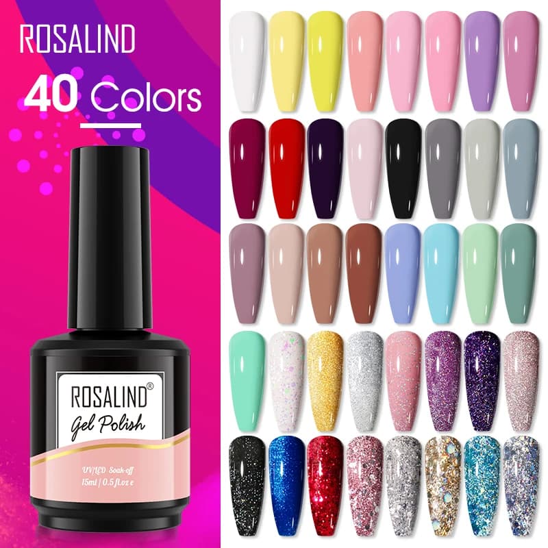 ROSALIND 15ML Smalto gel per unghie glitterato Tutto per manicure Gel Vernici ibride Soak Off Nail Art Vernice semipermanente lacca